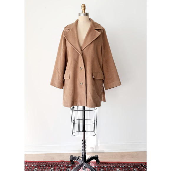 Max Mara Camel Brown Virgin Wool Mid Length Winter Coat US 14 - Picture 1 of 15
